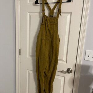 Aerie Womens KhakiOveralls XS Linen Blend Light Y2k Cuffed